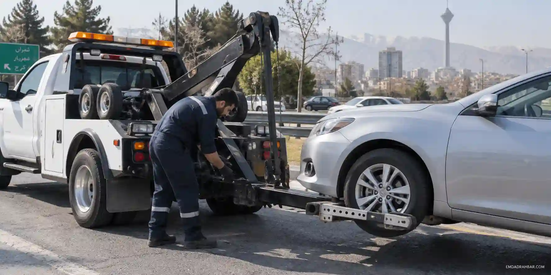 حمل ماشین اتومات با یدک کش چرخ گیر
